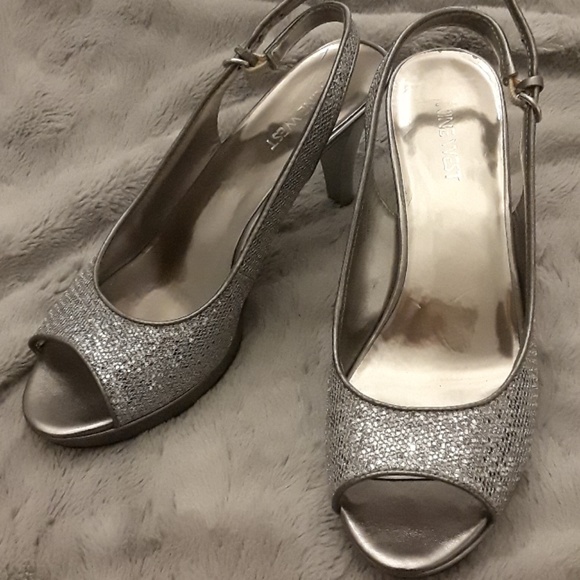 silver high heels size 3